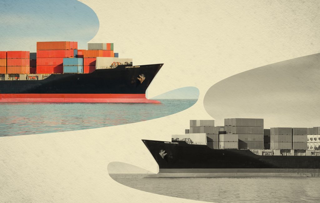 Container ships illustration