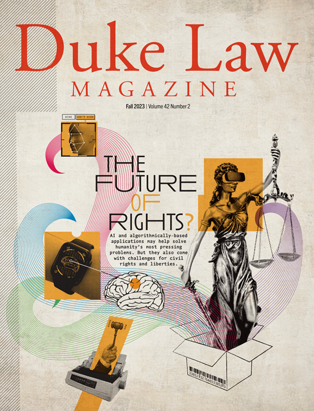 Cover Fall 2023 - Lady Justice with AI Symbols